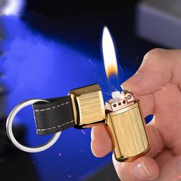 Metal Mini Kerosene Lighter Outdoor Easy To Carry Key Chain Pendant Grinding Wheel Ignition Smoking Accesories Gadgets For Men No Gas