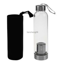 550ml Stainless Steel Tea Bottle Infuser Glass Bottle with Tea Filter Infuser Protective Bag Water Glass Bottle L230620