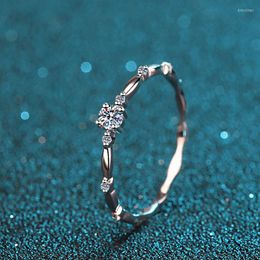 Cluster Rings Moissanite Extremely Simple Diamond Ring With Certificate Wedding Engagement Solid 925s Silver Women's Jewelry