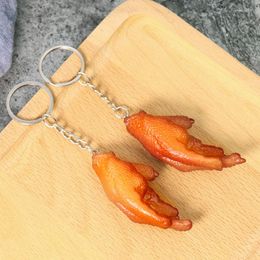 Keychains Simulation Chicken Foot Keychain 3D Toe Claw Food Pendant PVC Key Chain Bag Purse Ornament Hanging Funny Woman Girl Jewellery Gift