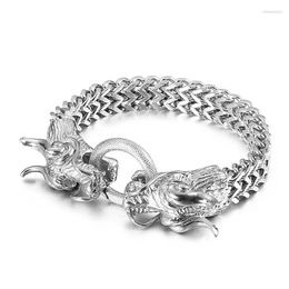 Charm Bracelets HAOLYNJOY Vintage Dragon Accessories Woven Chain Men's Stainless Steel Bracelet Animal Jewelry