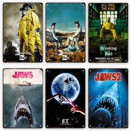 Cinema Retro E.T. Metal Sign Poster Vintage Wall Poster Science Fiction Film Tin Sign Decorative Wall Plate Kitchen Plaque Home Room Decor Accessories w01
