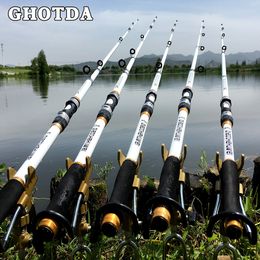 Spinning Rods GDA Design White Spinning Fishing Rod FRP Carbon Fibre Telescopic Fishing Rods 2.1-3.6M 230627