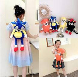 Wholesale new products Big belly Sonic plush toys backpack kindergarten baby anti-lost schoolbag children's gifts