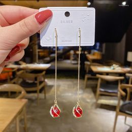 Dangle Earrings S925 Silver Needle South Korea Dongdaemun Online Celebrity Temperament Fashion Long Beads Pendant Show