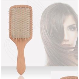 Hair Brushes Wood Professional Healthy Paddle Cushion Loss Mas Brush Hairbrush Comb Scalp Care Xb18 Drop Delivery Products Styling Dhnvb