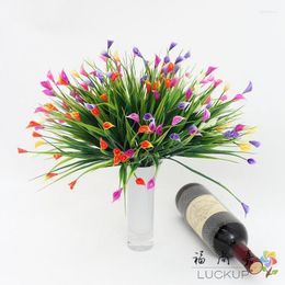 Decorative Flowers 1 PCS Artificial Plastic Small Calla Green Long Leaves Grass Plant Home Decoration F487