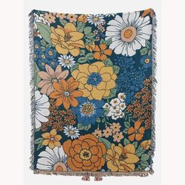 Blankets Boho Floral Blankets For Beds Sofa Summer Bed Throw Cover Aesthetic Soft Cotton Bedspread Blanket Living Room Decoration deken 230627