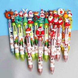 Pens 20Pcs/Lot Kawaii Christmas Series Santa Claus Ballpoint Pen Multicolor Retractable Pens 6 Color Gift Cute School Office Supplies