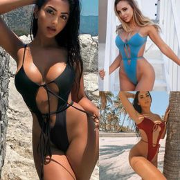 Women's Swimwear One Piece Tankini Plus Size Women Black Halter Monokini Swimsuit Push Up Bathing Suit Sexy High Waist Bodysuit