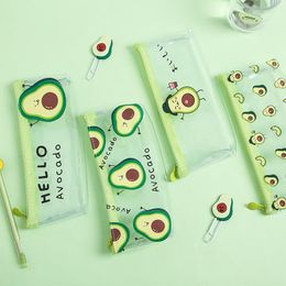 Bags 28 pcs/lot Avocado Series Transparent Portable Pencil Bag Stationery Storage Organiser Bag School Supply Student Prize