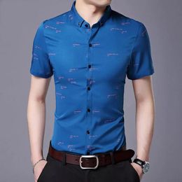 Men's Dress Shirts Men Shirt Quick-dry Letters Pattern Streetwear Short Sleeve Blouse Summer Business Shirt Short Sleeves Men Shirts Big Size 230628