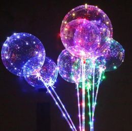 Luminous LED Balloon Transparent Colored Flashing Lighting Balloons With 70cm Pole Wedding Party Decorations Holiday Supply CCA8