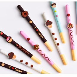 Pens 20 pcs/Lot Chocolate cake gel pen 0.5mm Black color ink pens Wholesale writing Stationery Office School supplies EB710