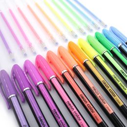 Pens 48 Colours Set Coloured Gel Pen Highlighter Flash Pen Cute Glitter Colour Pens Drawing School Stationary Stylos Kids Colouring Gifts