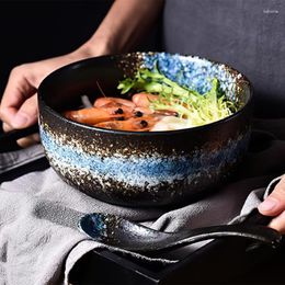 Bowls Large Soup Bowl Tableware Japanese Noodle Rice Dinner Service Retro Round Ceramic Dinnerware Restaurant Home Kitchen Supplies