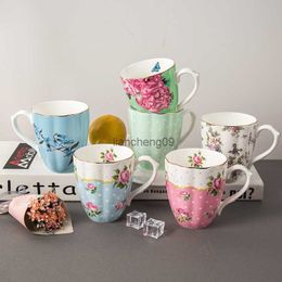 English Style Bone China Mug Concise Big Water Cup Ceramic Coffee Mugs Personality Ceramics Milk Cup Breakfast Glass L230620