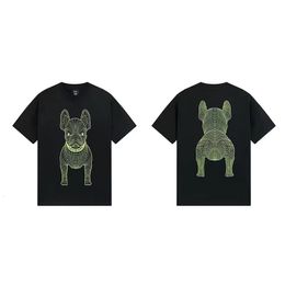 Men's TShirts 2023 Korean Brand Short Sleeve Tshirt Bulldog Print Pattern Half And Women's 100 Percent Cotton Top 230627