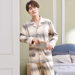 Men's Sleepwear Men's Fashion Cardigan Pyjamas For Man Knit Full Cotton Casual Autumn Pajamas Sets Men Pijamas Hombre Pajamers