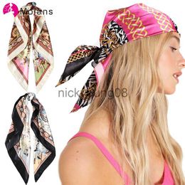 Bandanas Molans Square Silk Scarf Headband for Women Fashion Print Head Scarf Hair Band Ties Bandana Head Neck Kerchief Hair Accessories x0628