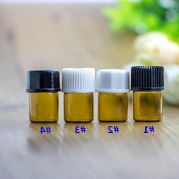 Amber 1ml Essential Oil Glass Bottle with Plastic Tip Small Dropper Bottles Empty Glass Vial with Black White Cap Uxisn