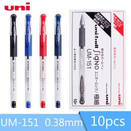 Pens 10pcs Uni Gel Pens UM151 Bullet Tip Extremely Fine 0.38mm Quickdrying Ink Signature Ballpoint Pen Office Stationery for Exam