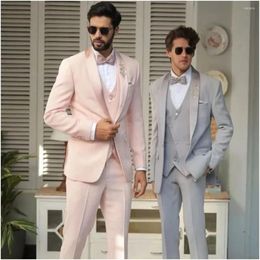 Men's Suits Elegant For Men 3 Pieces Satin Collar Custome Homme Men'S Clothing Wedding Formal Groom Prom Dress Blazer Sets Man