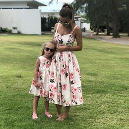 Casual Dresses 2023 Family Matching Summer Maxi Tank Dress Mom And Me Mother Daughter Patchwork Floral Long Elegant For Women Kid Girls