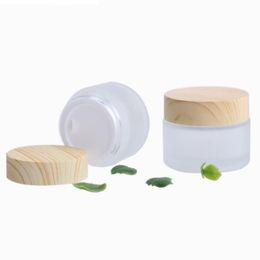 Newest 5g 10g 15g 30g 50g 100g Cosmetic Empty Jar Eyeshadow Makeup Face Cream Container Bottle With Plastic Wood Grain Cap and Inner Pa Ecwd