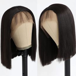 16 Inch Lace Front Bob Wigs Straight Hair Natural Black Bob Wigs Natural Hairline with Baby Hair for Black Women