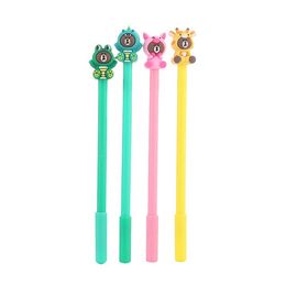 Pens 36 pcs/lot Cartoon Bear Gel Pen Cute Animal 0.5mm Signature Pens Promotional Gift Stationery School Supplies