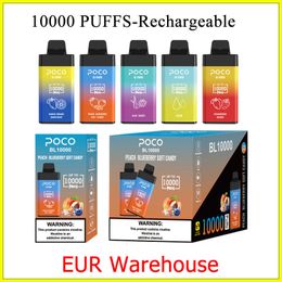 POCO BL 10000 puffs Electronic Cigarette Disposable vape pen with rechargeable 650mah Vape Pen battery and 20ml cartridge pod EU warehouse 15 flavors