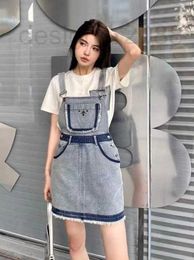 Basic & Casual Dresses designer 2023 Summer New Temperament Age Reducing Sweet Versatile Denim Strap Skirt 89VJ