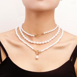 Pendant Necklaces TAUAM 3pcs/set Vintage Baroque Pearl Heart OT Buckle Necklace For Women Wedding Bridal Bead Chain Neck Jewellery