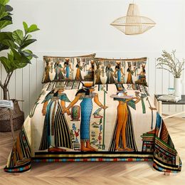 Bedding sets Egyptian Style 0.91.21.51.82.0m Digital Printing Polyester Bed Flat Sheet With Pillowcase Print Bedding Set 230627