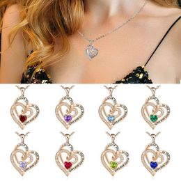 Chains 5A Cubic Zirconia Women Jewellery I Love You To The Moon And Back Heart Necklace Birthstone Clavicle Chain