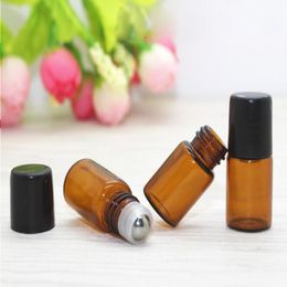 Amber Glass Essential Oil Roller Bottles with Glass SS Roller Balls Aromatherapy Perfumes Lip Balms Roll On Bottles 1ml 2ml Qhmvr