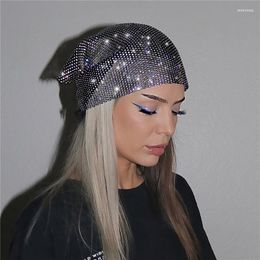 Hair Clips Fashion Shiny Crystal Mesh Headpiece Bling Colourful Heads Scarf For Women Luxury Rhinestones Nightclub Headband Hat Accessories