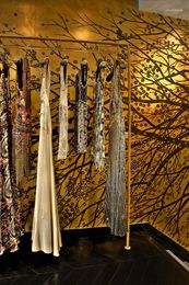 Wallpapers Classic Style Hand-painted Silver/gold Foil Wallpaper Painting Cherry Trees Wallcovering Many Patterns And Background Optional