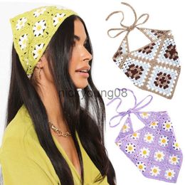 Bandanas Women Triangle Bandanas Turban Crochet Hair Scarf Hairband Knitted Headband Elastic Hair Band Headwrap Hair Accessories x0628