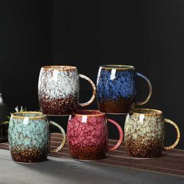 480ml retro ceramic mug water cup glass milk cup kiln glazed coffee cup Chinese style L230620