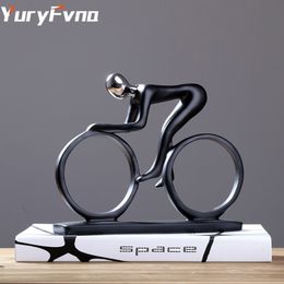 Decorative Objects Figurines YuryFvna Statue Champion Cyclist Sculpture Figurine Modern Abstract Art Athlete Home Decor Room Decoration Ornaments 230628