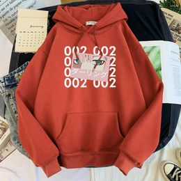 Men's Hoodies Sweatshirt Men Anime Darling In The Franxx Zero Two Print Hoody Male Female Oversized O-Neck Kawaii Hoodied Loose Warm