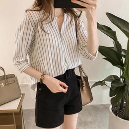 Women's Blouses Stylish Women Blouse Elegant T-shirt Button Design Summer Working Clothes Workwear