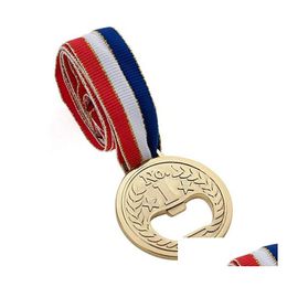 Party Favor Golden Medal Neck Ribbon Bottle Opener - School Award For Beer Sports Wedding Birthday Celebration Drop Delivery Home Ga Dhqdg