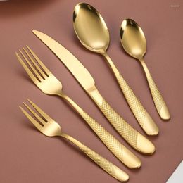 Dinnerware Sets 20/30Pcs Luxury Tableware Flatware Set Creative Snake Skin El Steak Stainless Steel Gold Cutlery Gifts