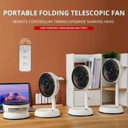 1pc, 8-inch Retractable Folding Oscillating Head Circulation Fan, Portable Standing Fan With Remote Controller, USB Powered Quiet Fan, Mini Floor Fan