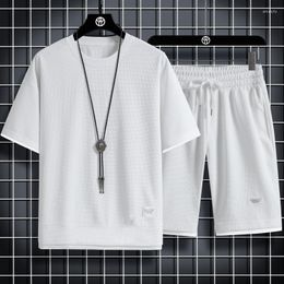 Men's Tracksuits Summer Linen Fabric Suit Casual T-shirt And Shorts Two-Piece Sports Fashion Short Sleeved Street Sportswea