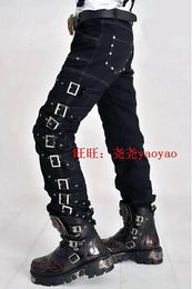 Men's Jeans 2740 Fashion Casual Stage Japan Visual Punk Trousers Two Ways Bib Pants Overalls Singer Costumes 230628