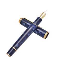 Pens Hongdian N1 Retro Acrylic Resin Fountain Pen Nebula Series EF Nib Dark Blue Office Pen with Converter Writing Business Gift Pen